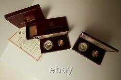 1 LOT OF 2 sets US Mint 1988 Olympics 2-coin proof set $5 Gold & $1 Silver