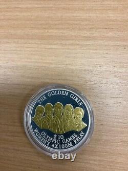 1 oz Silver. 999 fine 2000 Bahamas $10 Proof Golden Girls-Womens Olympic 4x100