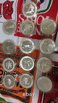 13pc spain 2000 pesetas proof 1990 -92 Barcelona Olympic Games silver coin