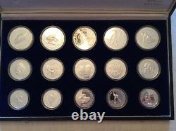 15 SILVER PROOF COINS SET 1984 WINTER OLYMPIC GAMES SARAJEVO YUGOSLAVIA with COA
