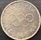 1952 Helsinki Olympic Logo W Rings Genuine Silver 500 Markkaa Coin