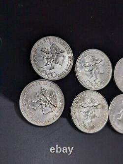 1968 Lot Of 7 Mexico. 720 silver coin 25 Pesos Olympic Games Free Shipping USL45