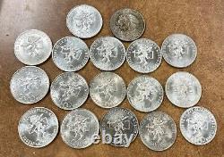 1968 Mexico 25 Peso Olympic Games lot 17 Silver Coins. 720.5208 oz each