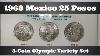 1968 Mexico 25 Pesos 3 Coin Olympic Variety Type Set