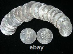 1968 Mexico 25 Pesos Olympics. 720 Silver 20 Coin Roll Au-unc