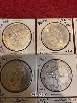 1968 Mexico City Olympic Coin 25 Pesos Silver 0.720 lot of 8 coins