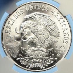 1968 Mexico XIX Olympic Games AZTEC Ball Player 25 Pesos Silver Coin NGC i98409