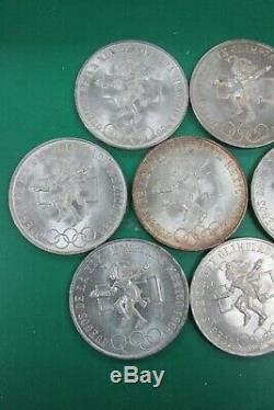 1968 Silver 25 Pesos Mexico Lot of 10 Olympic High Grade Silver Coins Q2AG