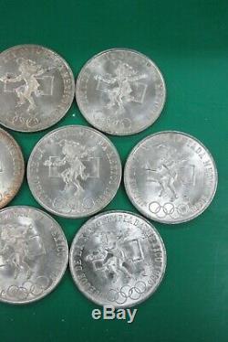 1968 Silver 25 Pesos Mexico Lot of 10 Olympic High Grade Silver Coins Q2AG