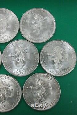 1968 Silver 25 Pesos Mexico Lot of 10 Olympic High Grade Silver Coins Q2AN