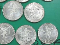 1968 Silver 25 Pesos Mexico Lot of 20 Olympic Unc BU Silver Coins High Ring Q1E1