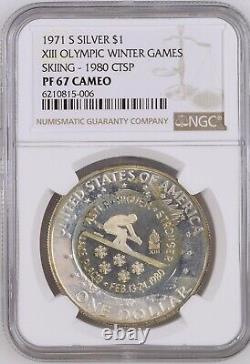 1971 S Eisenhower Dollar NGC PF67 Cameo Silver Proof Coin XIII Olympic Games Ski