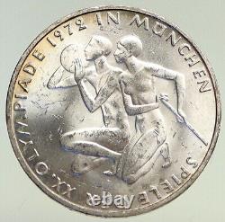 1972 D Germany Munich Summer Olympics XX ATHLETES OLD Silver 10 Mark Coin i94508