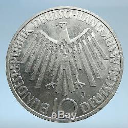 1972 Germany Munich Summer Olympic Games SPIRAL 10 Mark Silver Coin i74036