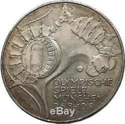 1972 Germany Munich Summer Olympic Games Stadium 10 Mark Silver Coin i52435