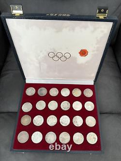 1972 MUNICH OLYMPICS 24 Silver Coins COMPLETE SET 10 MARK CASE West Germany