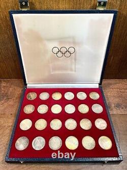 1972 Munich Olympics 24 Silver 10 Mark Coin Set In Case Toned