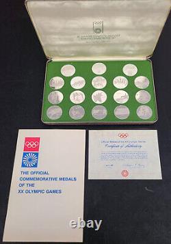 1972 Munich XX Summer Olympics. 999 Silver Proof Set 18 Medals 32mm 11+ Ozt