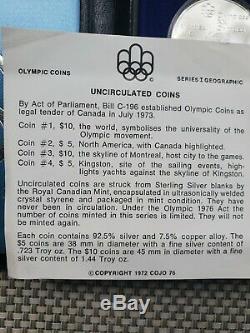 1973 Silver Canadian Montreal Olympic Coin Set Series 1 MINT 5 10 Dollar Coin