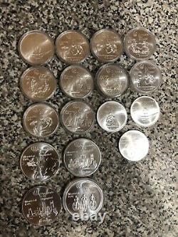 1973 and up Olympics Commemorative Silver Coins 18 Pcs 10 and 5 Dollar 15.899Oz