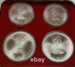 1975 Canada Montreal Olympic Games. 925 Silver Four Coin Set in RCM OGP