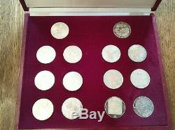 1976 Austrian (Innsbruck) Winter Olympic 14 Coin Set, 100 Shilling. 640 Silver