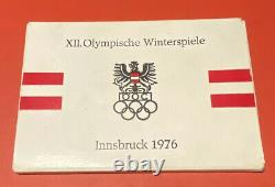 1976 Austrian (Innsbruck) Winter Olympic 7 Coin Set, 100 Shilling, Silver Coins