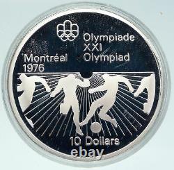 1976 CANADA Elizabeth II Olympics Montreal FOOTBALL Proof Silver 10 Coin i86312
