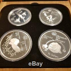 1976 CANADA Olympic 28 Sterling Silver PROOF Coins & 7 Wood Cases/Boxes & COA's