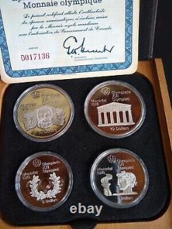 1976 CANADA Olympic Coin Proof Set With BOX & COA 4 Coin SILVER Set