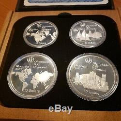 1976 CANADA XXII Olympic 28 Sterling Silver PROOF Coins & 7 Wooden Cases & COA's