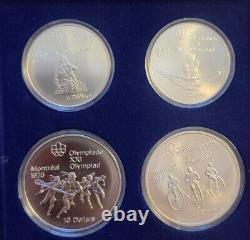 1976 Canada 4-Coin 4.336 oz PURE SILVER Montreal Olympics B. U. Set (COA)