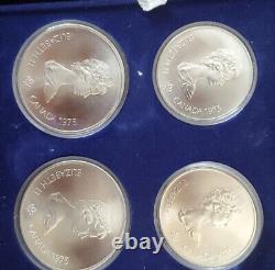 1976 Canada 4-Coin 4.336 oz PURE SILVER Montreal Olympics B. U. Set (COA)