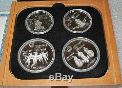 1976 Canada 4 Silver Coin Set Montreal Olympics Box Coa 4.34 Troy Oz. Proof