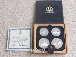 1976 Canada Montreal Olympic 4 Piece Silver Proof Coin Set With Case And COA