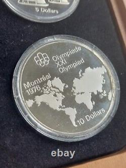 1976 Canada Montreal Olympic 4 Piece Silver Proof Coin Set With Case And COA