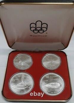 1976 Canada Montreal Olympic Games. 925 Silver Four Coin Set in RCM OGP