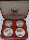 1976 Canada Montreal Olympic Games. 925 Silver Four Coin Set In Rcm Ogp
