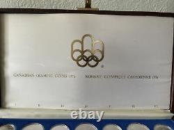 1976 Canada Montreal Olympic Silver Complete 28 Coin Set With Box