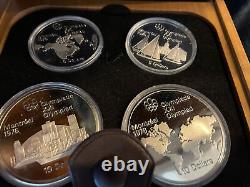 1976 Canada Montreal Olympics Series 1 Silver Proof Set 4 Coins with Case -12002