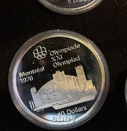 1976 Canada Montreal Olympics Series 1 Silver Proof Set 4 Coins with Case -12002
