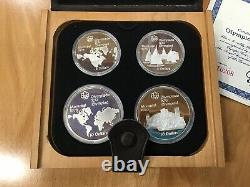 1976 Canada Montreal Olympics Series 1 Silver Proof Set 4 Coins with Case E9301