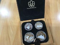 1976 Canada Montreal Olympics Series 1 Silver Proof Set 4 Coins with Case E9302