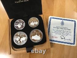 1976 Canada Montreal Olympics Series 1 Silver Proof Set 4 Coins with Case E9302