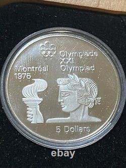 1976 Canada Montreal Olympics Series 2 Silver Proof Set 4 Coins with Case