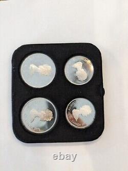 1976 Canada Montreal Olympics Silver Proof Set 4 Coins w / COA & Leather Case VI