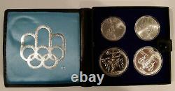1976 Canada Montreal Olympics Sterling Silver Coin Set Two $5 &Two $10 Coins MG