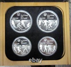 1976 Canadian Mint Montreal Olympic 4 Coin Silver Proof Set withBox, Case and COA
