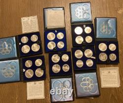 1976 Canadian Montreal Olympic Games 28 Silver Coin Set in Original Boxes Papers