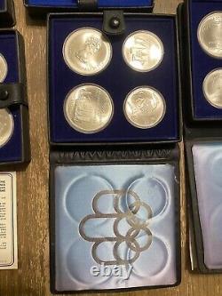 1976 Canadian Montreal Olympic Games 28 Silver Coin Set in Original Boxes Papers